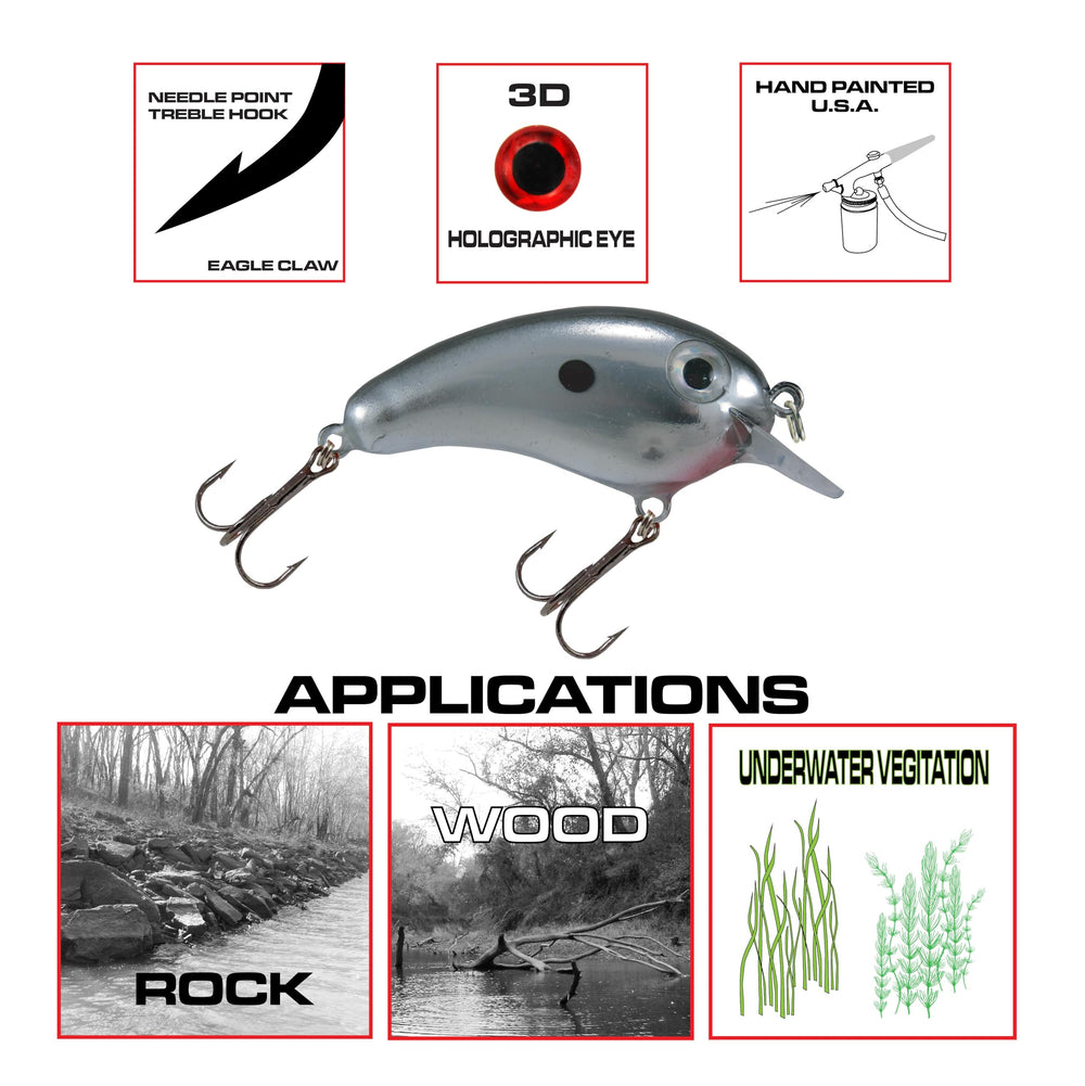 FISH LUCKE Crappie Magic crankbait gliding over wood cover demonstrates deflection.