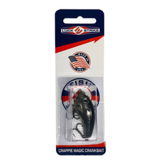 FISH LUCKE Crappie Magic crankbait close-up reveals razor sharp trebles.