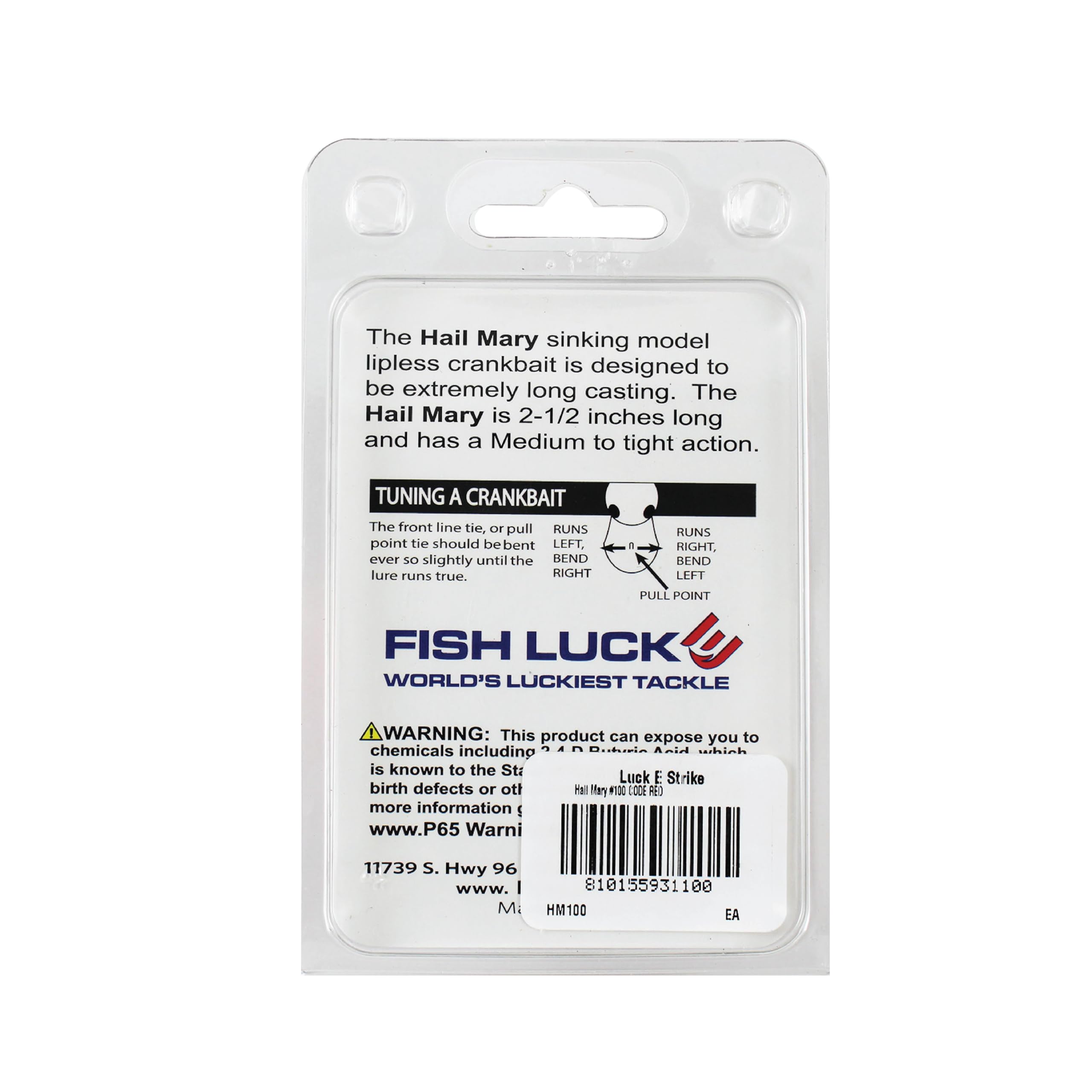 Fish Lucke Hail Mary lipless crankbait made in the USA with premium parts