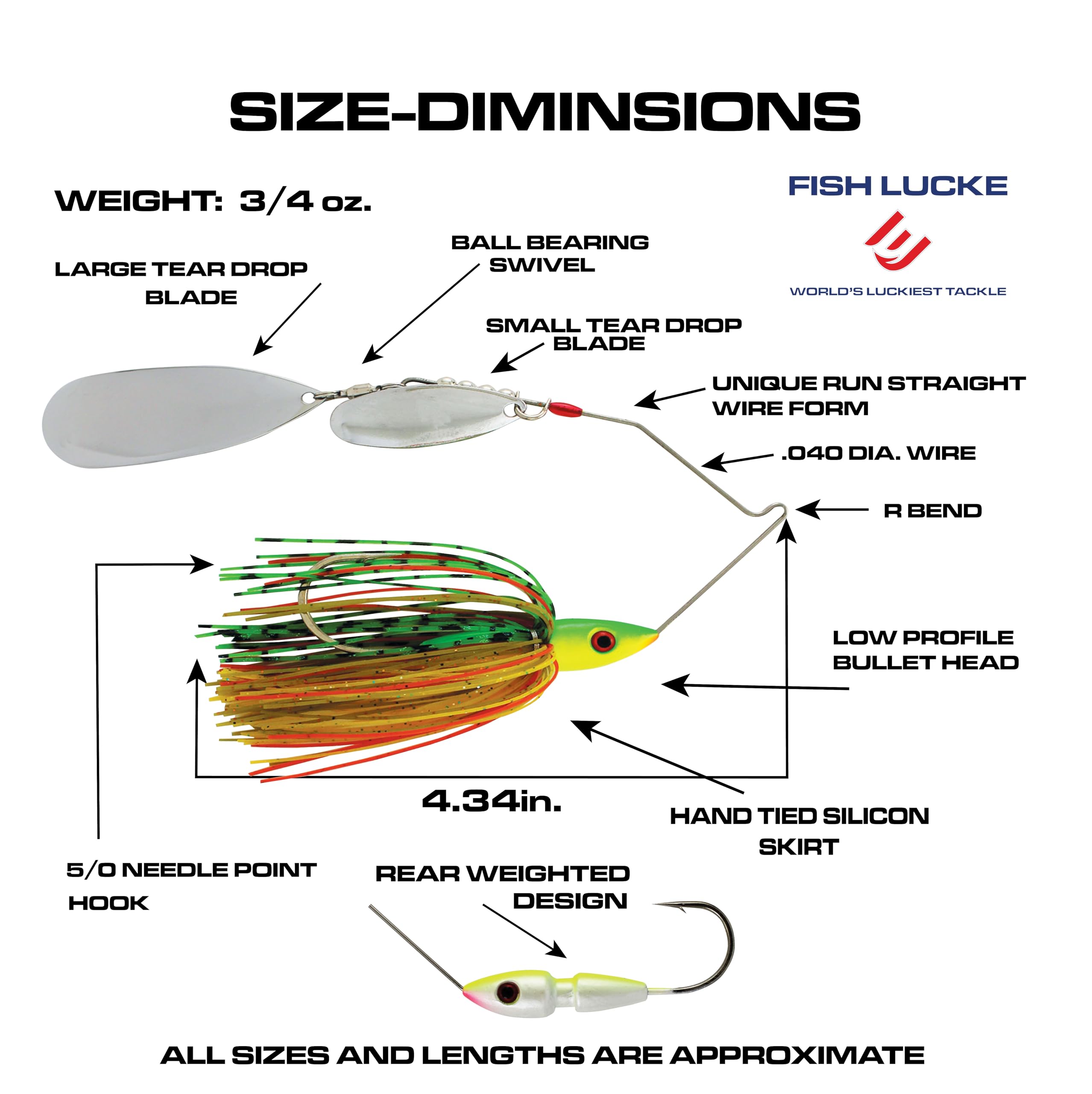 FISH LUCKE Hydra-Vibe 3-4 ounce spinnerbait enhances bite opportunities in varied water