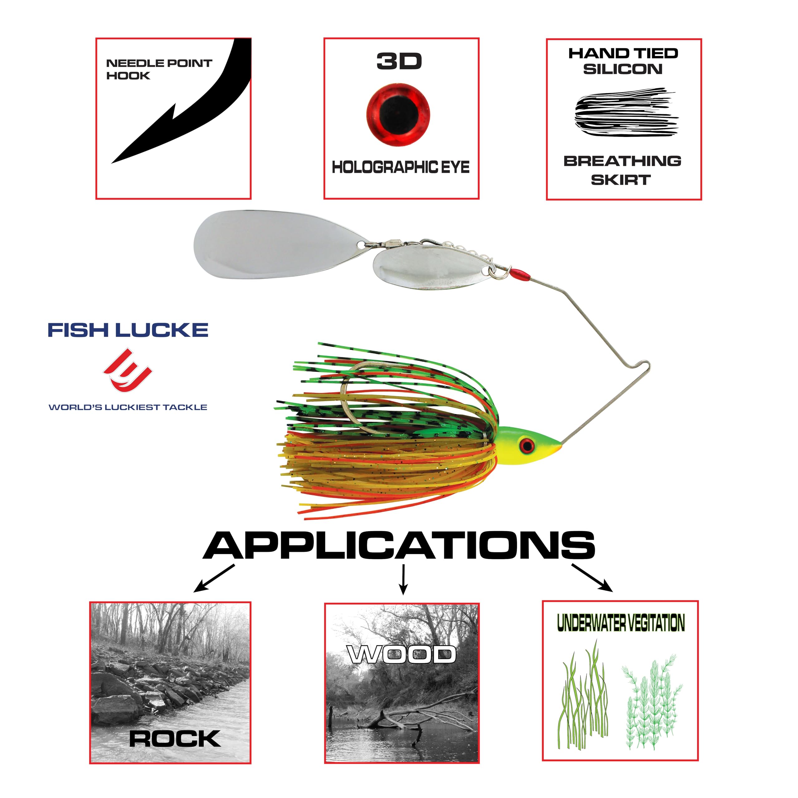 FISH LUCKE Hydra-Vibe blades create come-and-get-me pulses for predator species
