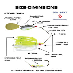 Fish Lucke Hydra-Vibe rear-bullet-head design promotes straight tracking in water