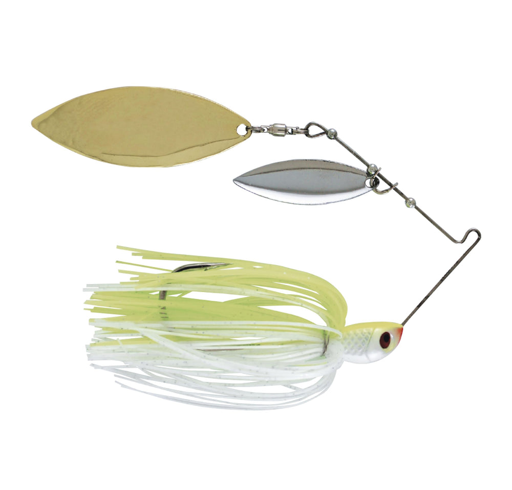 Fish Lucke Jimmy Houston Legends Spinnerbait chartreuse white main view with bold flash