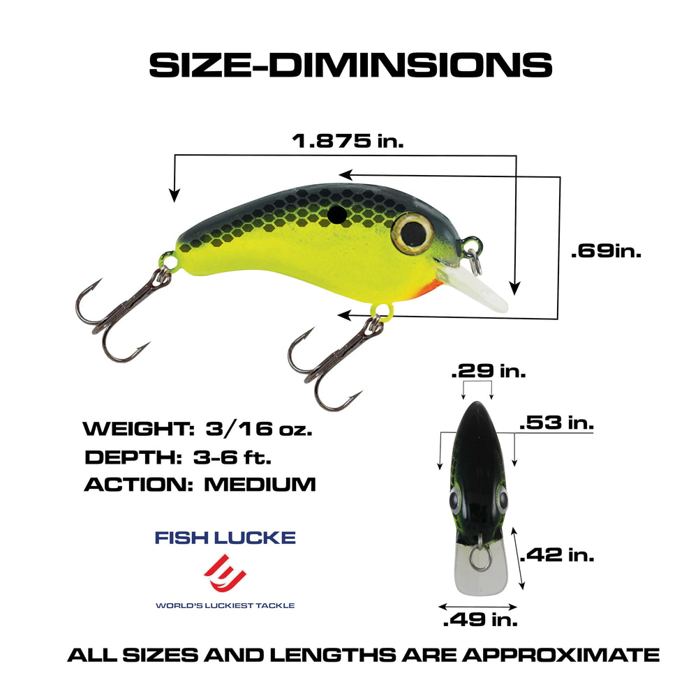 Luck E Strike Crappie Magic crankbait in-water action showcases deflection over structures.