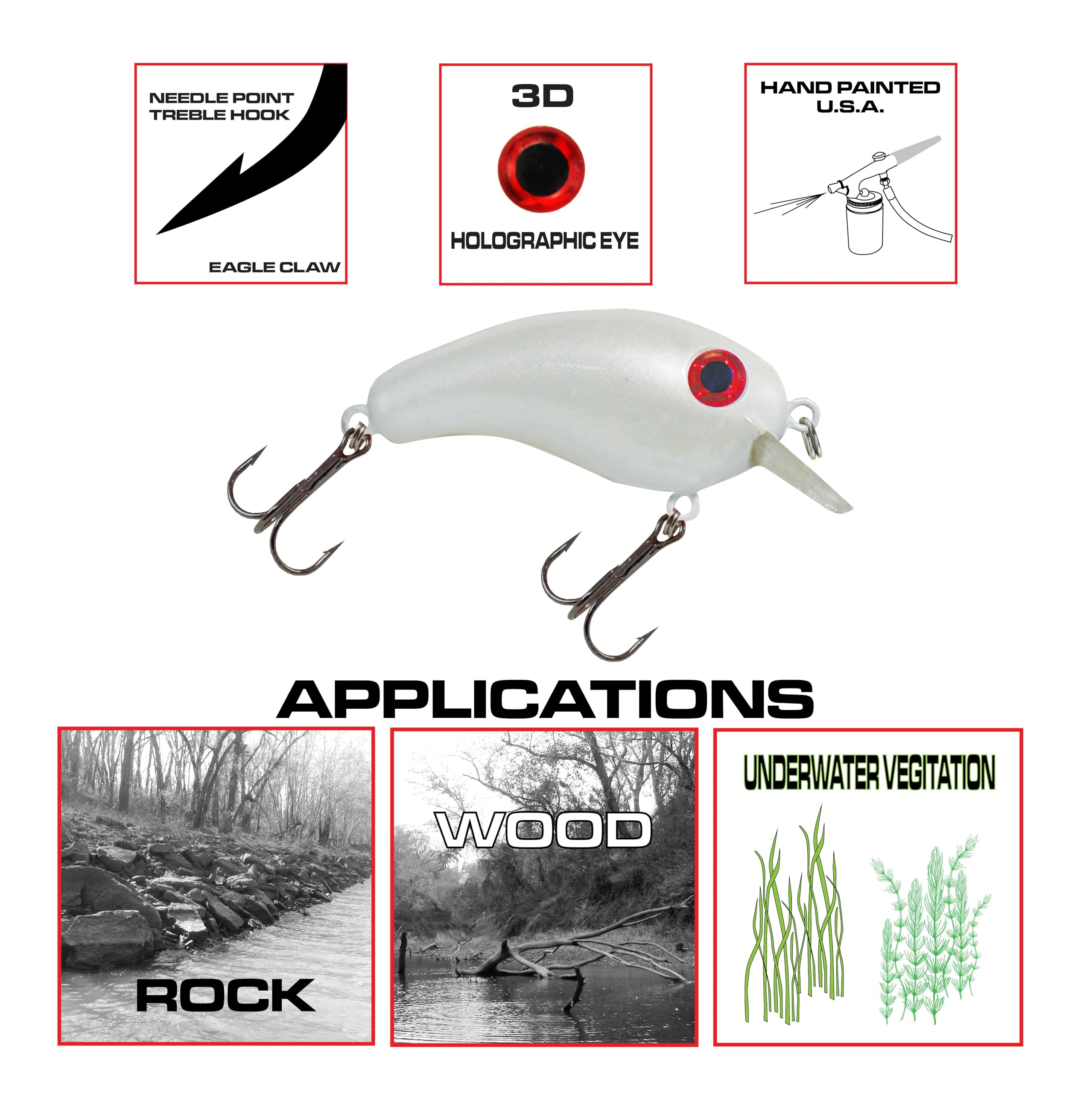 2 inch Luck E Strike minnow crankbait weighs 3/16 oz for versatile casting