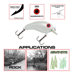 2 inch Luck E Strike minnow crankbait weighs 3/16 oz for versatile casting