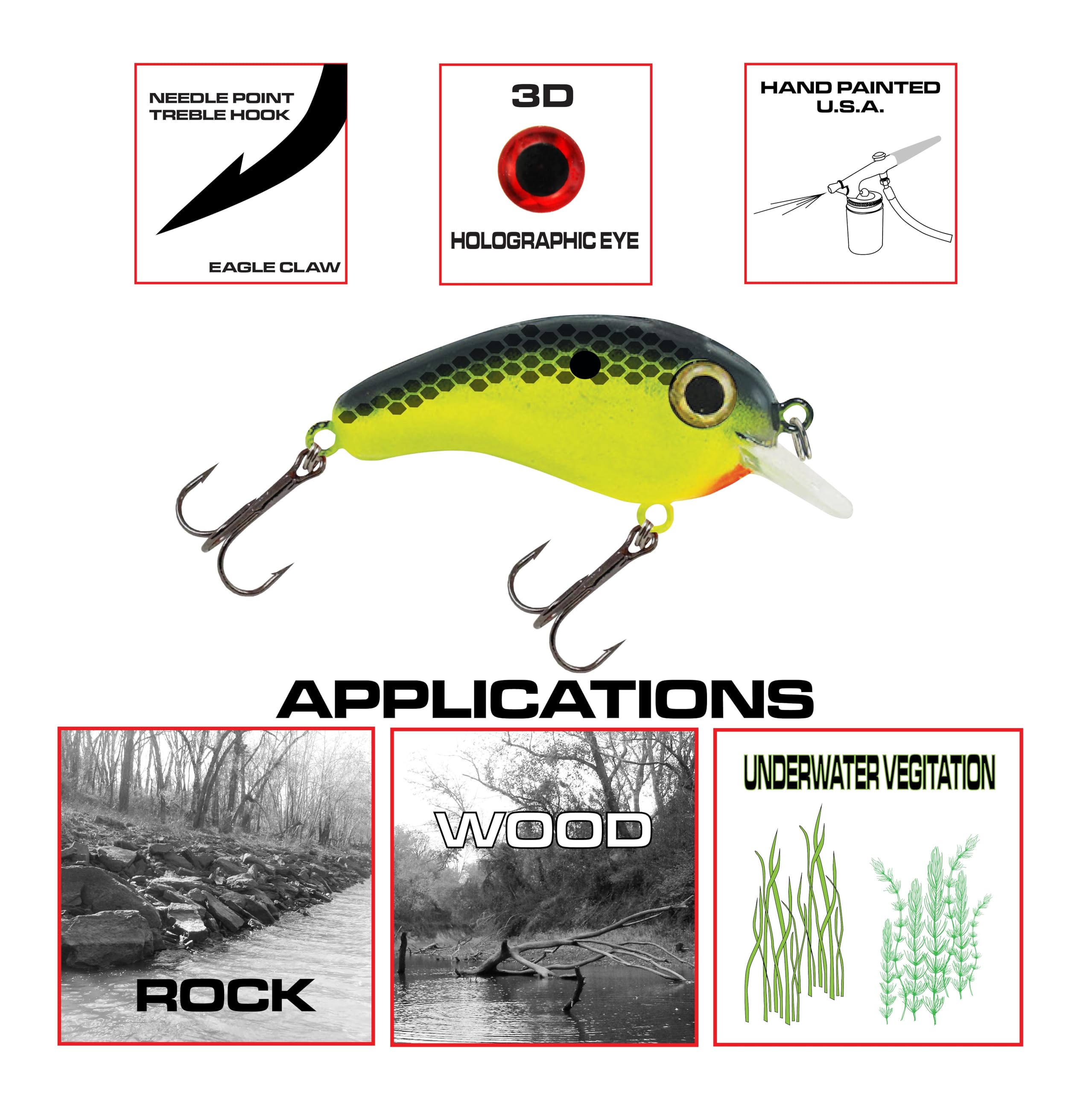 Luck E Strike Crappie Magic crankbait top view emphasizes its lightweight profile for quick retrieves.