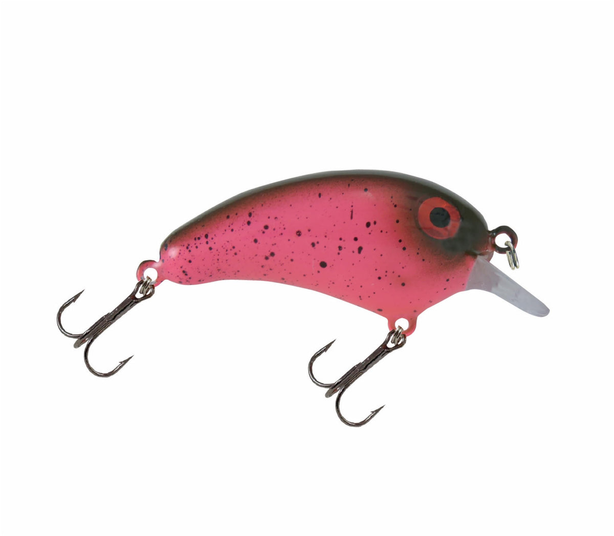 Luck E Strike Crappie Magic crankbait side view with pink eye for shallow water crappie.