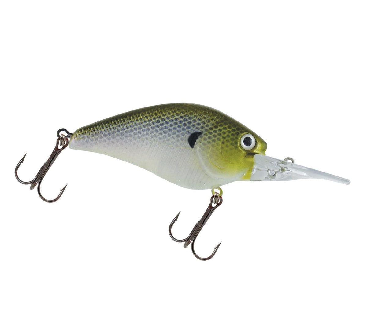 FISH LUCKE Luck-E-Strike Deep Crankbait front view, Green Ghost, for deep-water targeting.