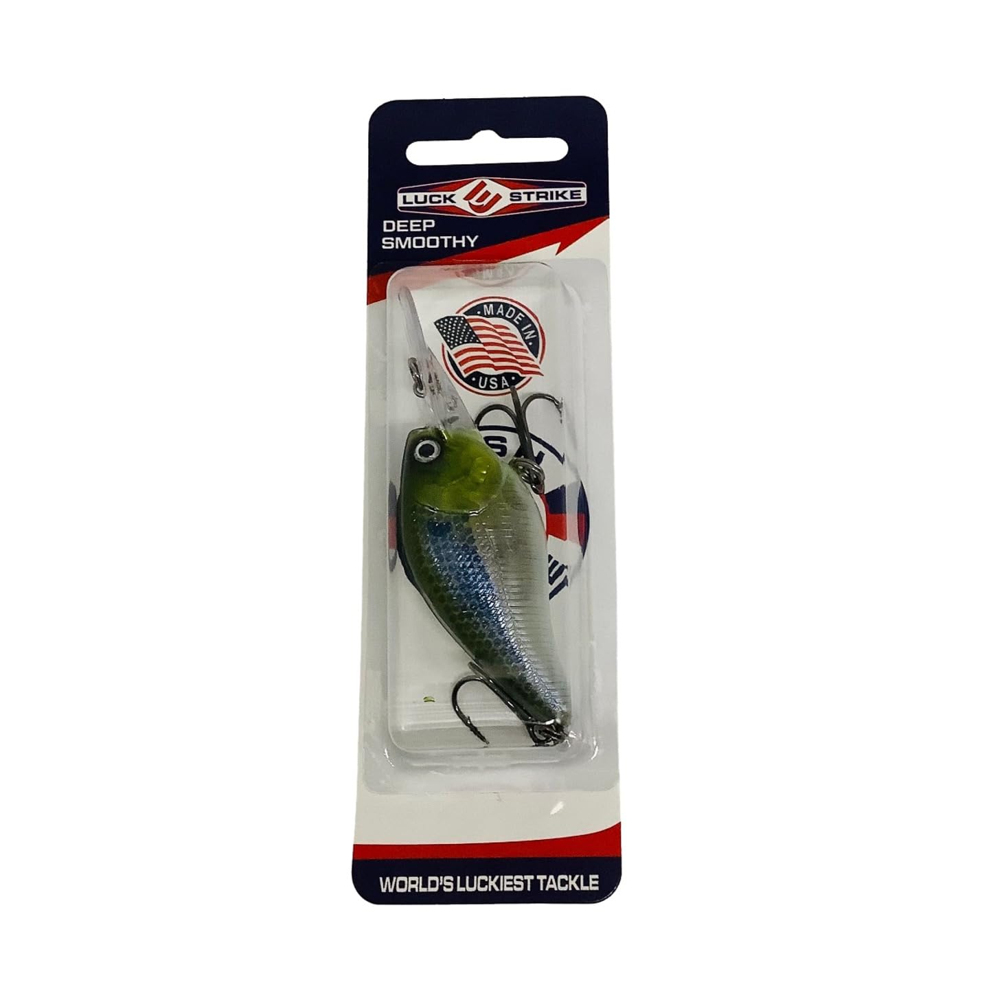 FISH LUCKE Luck-E-Strike Deep Crankbait side view, Green Ghost, promotes deep-water strikes.