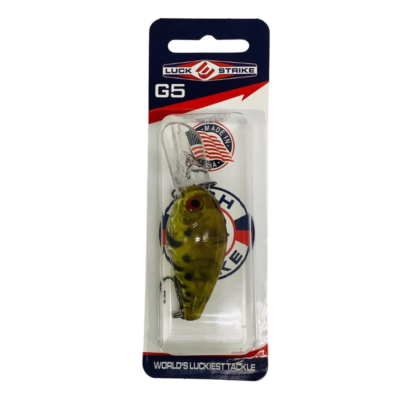 FISH LUCKE Luck E Strike G5 crankbait side view shows erratic wobble drawing predators.