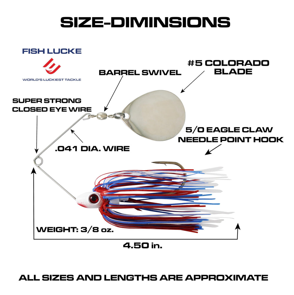 Fish Lucke Colorado blade closeup reveals vibrant flash that attracts strikes.