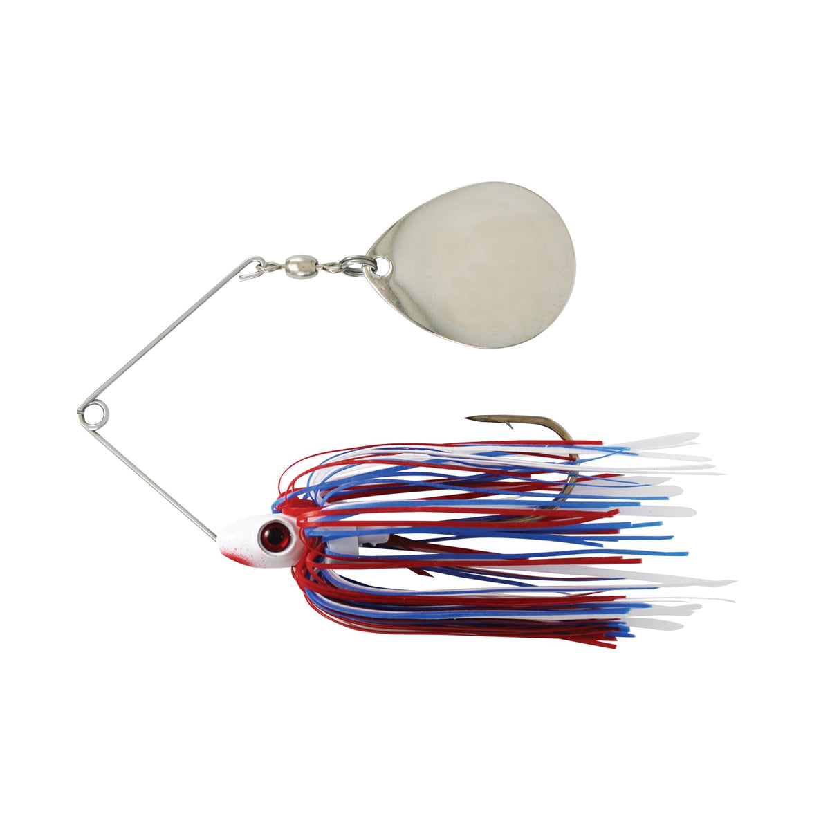 Fish Lucke Luck-E-Strike Redman spinnerbait front view for reliable bass strikes.