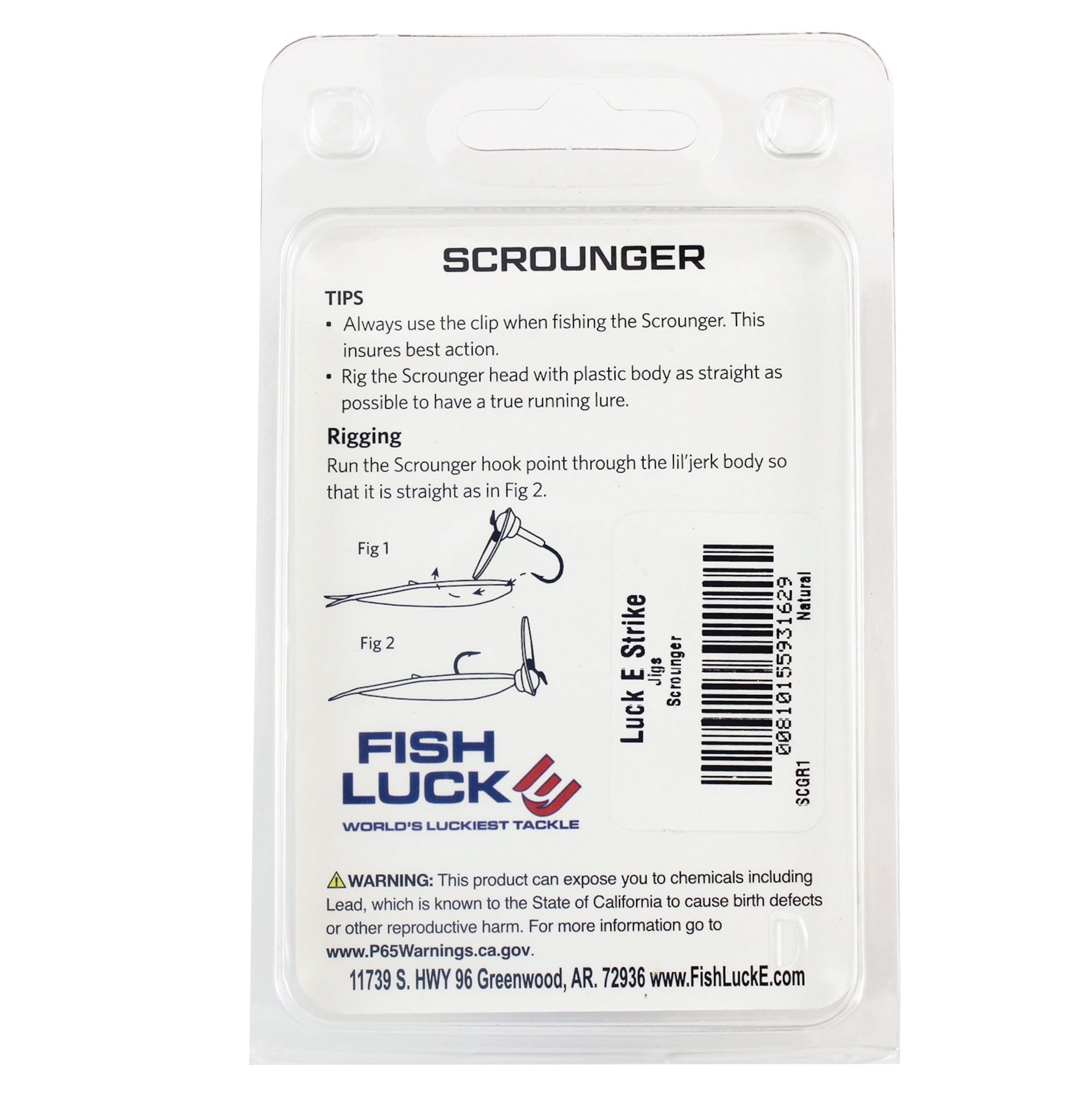 Bronze 50-hook provides strong hookups with the Scrounger jig head.