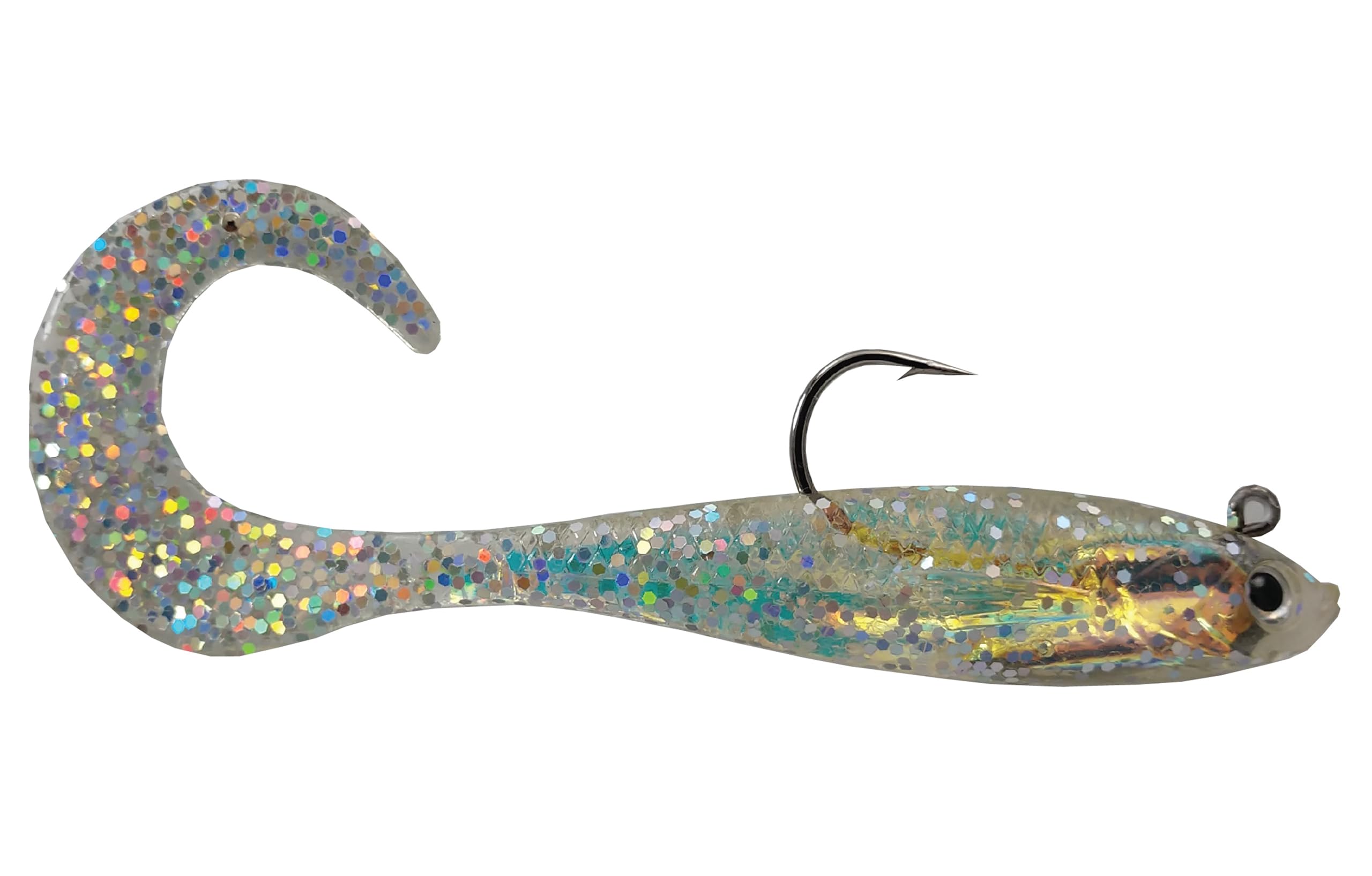 FISH LUCKE Mirror Image Shad holographic film reflects light like baitfish scales.