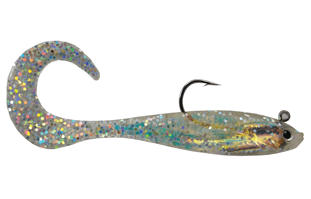 FISH LUCKE Mirror Image Shad holographic film reflects light like baitfish scales.