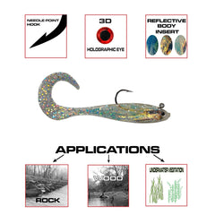 FISH LUCKE Luck E Strike pulsating tail adds lifelike movement during retrieves.