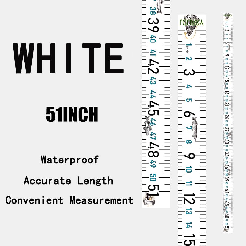 Sticker applied to fishing rod for easy measurement on the go