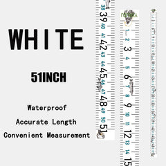 Sticker applied to fishing rod for easy measurement on the go