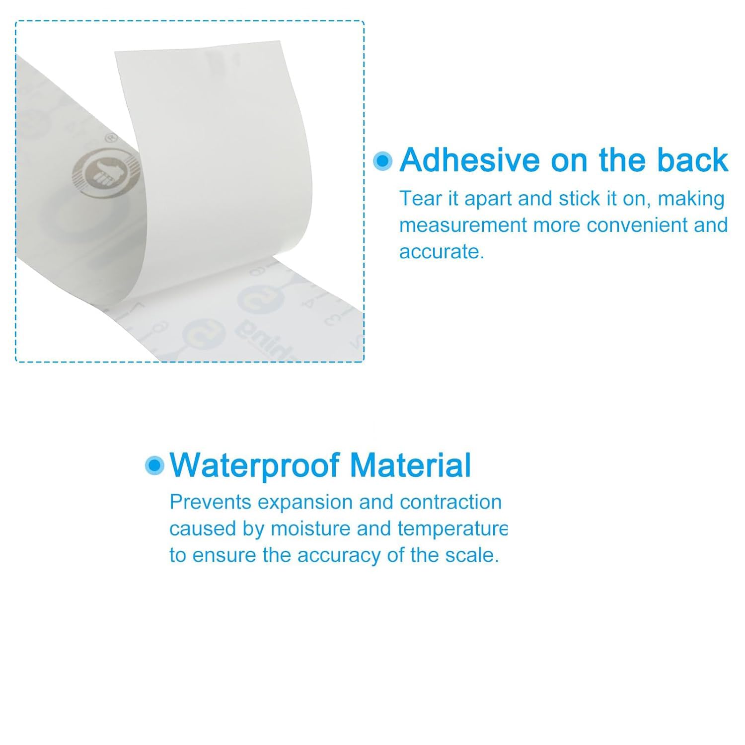 Sticker on kayak showing flexible adhesive and measurement scale