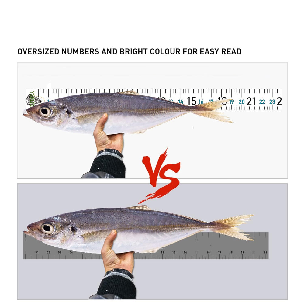 Complete 3-pack of fish measuring tape stickers for boat, cooler, workbench