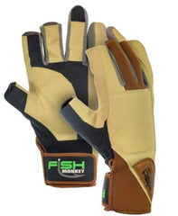 Fish Monkey FM14 heavy-weight wiring gloves close-up showing durable protection for big game