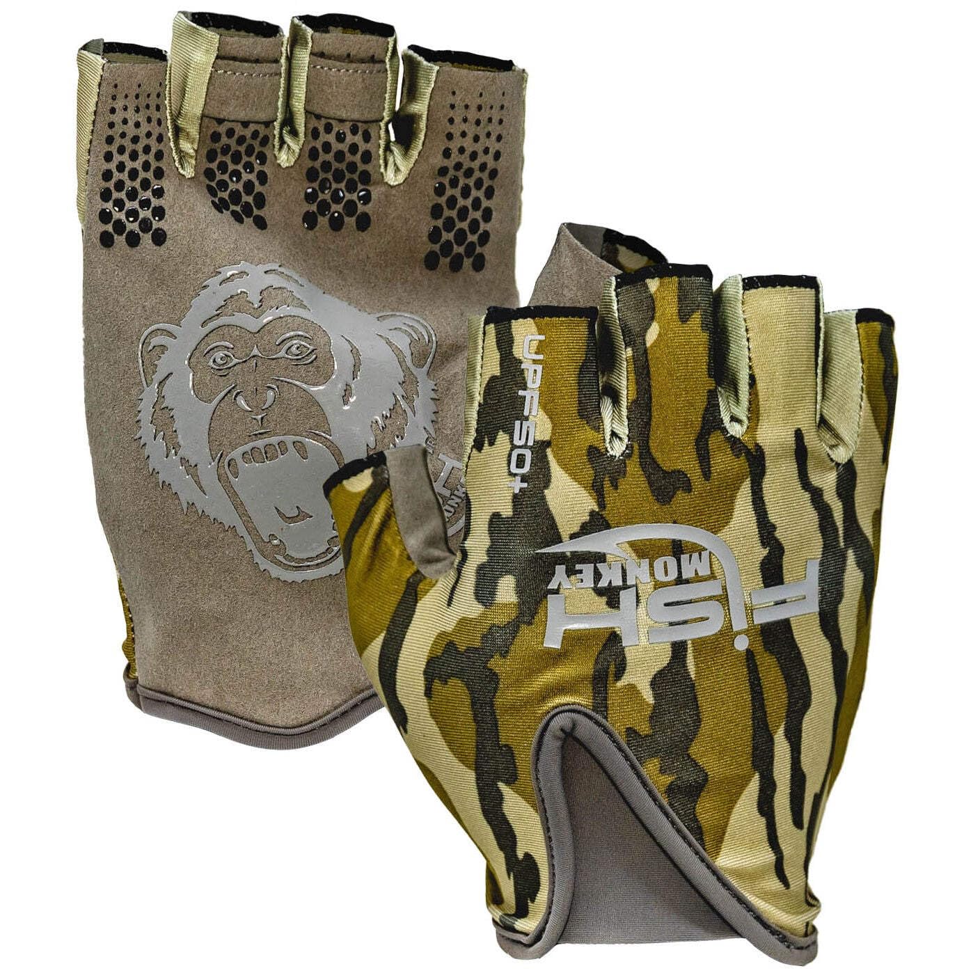 Fish Monkey FM18 Stubby Glove during jigging action shows secure grip and breathability.