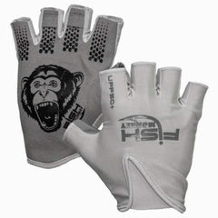 Fish Monkey FM18 stubby glove on rod hand offers secure grip in bright sun
