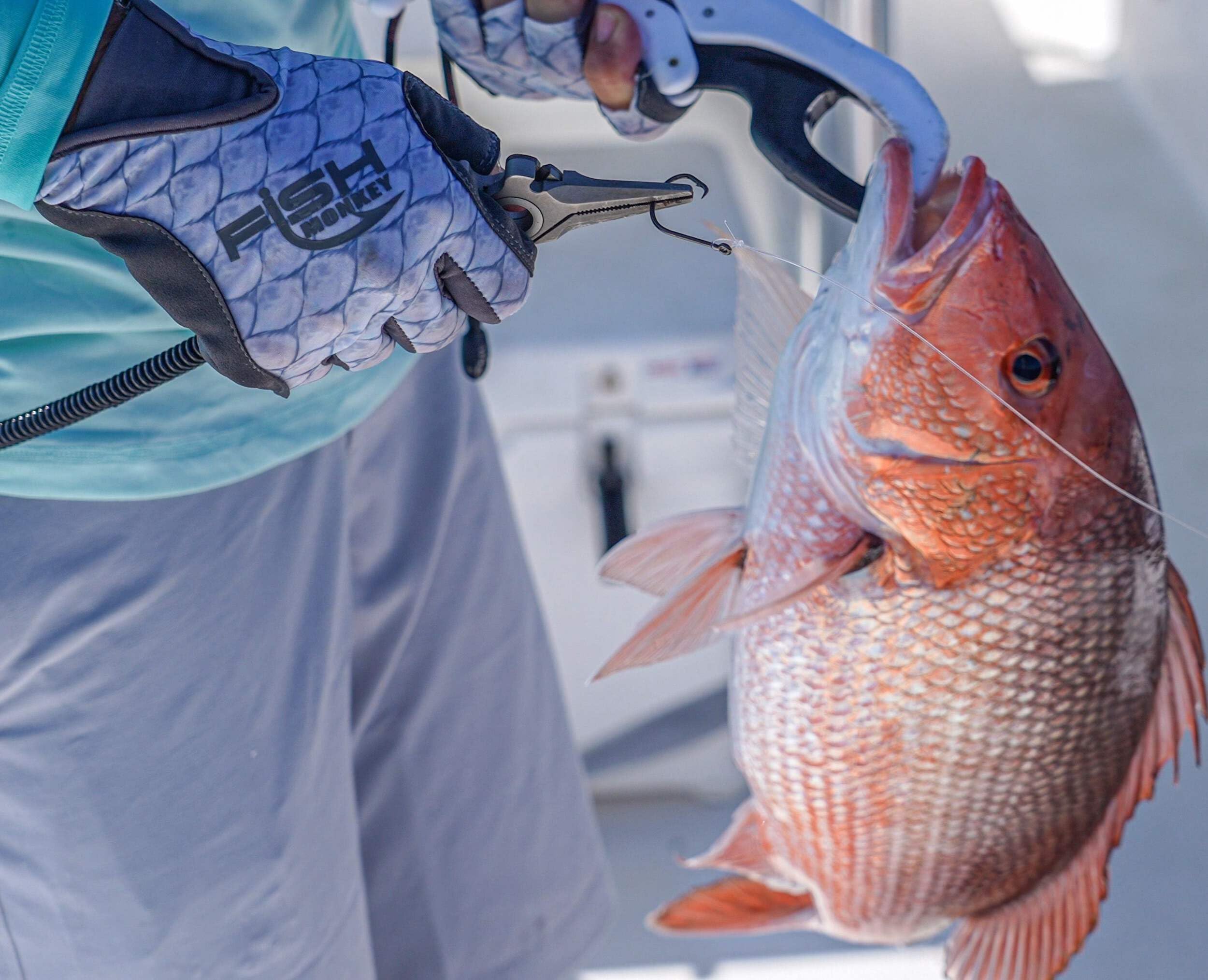 Extended cuff on Fish Monkey gloves protecting forearms from sun and abrasion