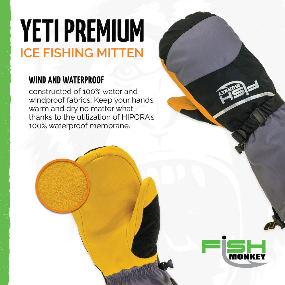 Fish Monkey FM36 Yeti premium goat leather palm close-up showing durable grip for cold-weather fishing