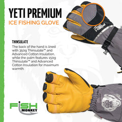 Fish Monkey FM37 Yeti glove thermo-fleece lining helps transfer heat for cozy, responsive hands.