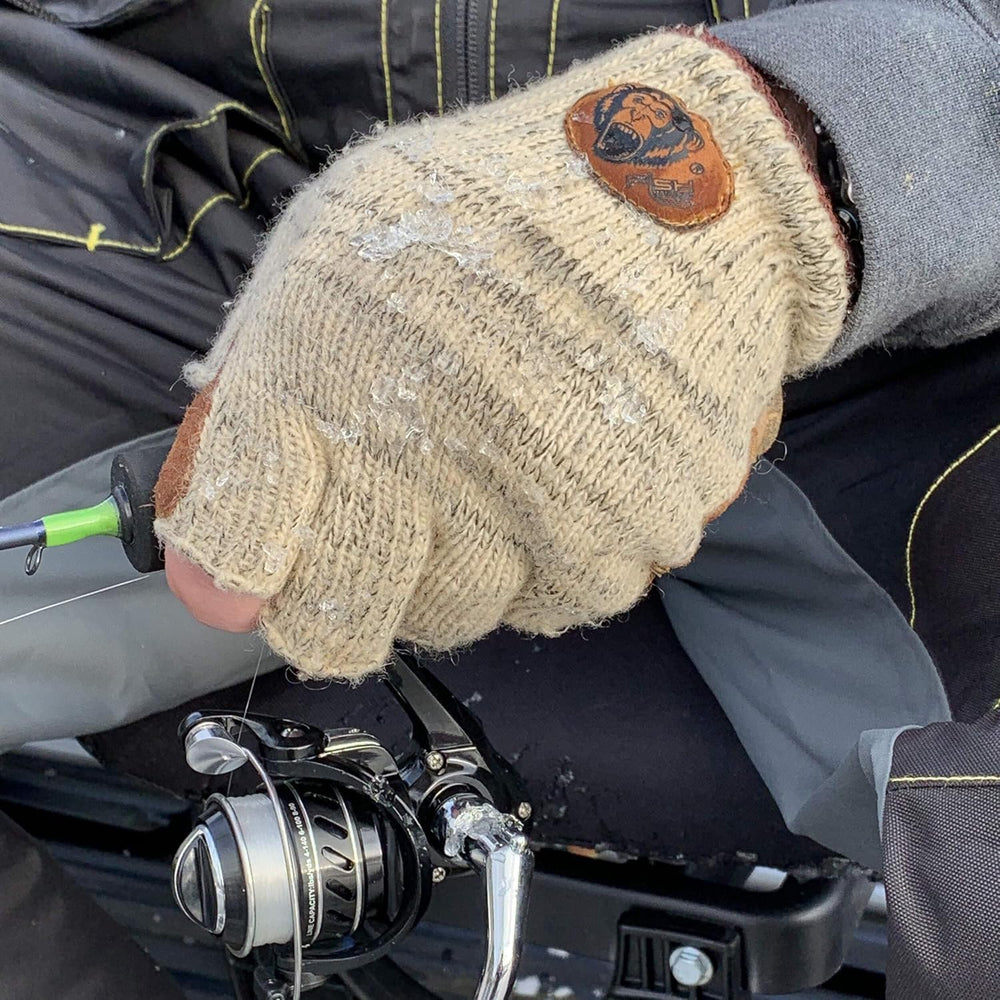 Fish Monkey knit-stretch fit wool glove moves with your hand for dexterous fishing.