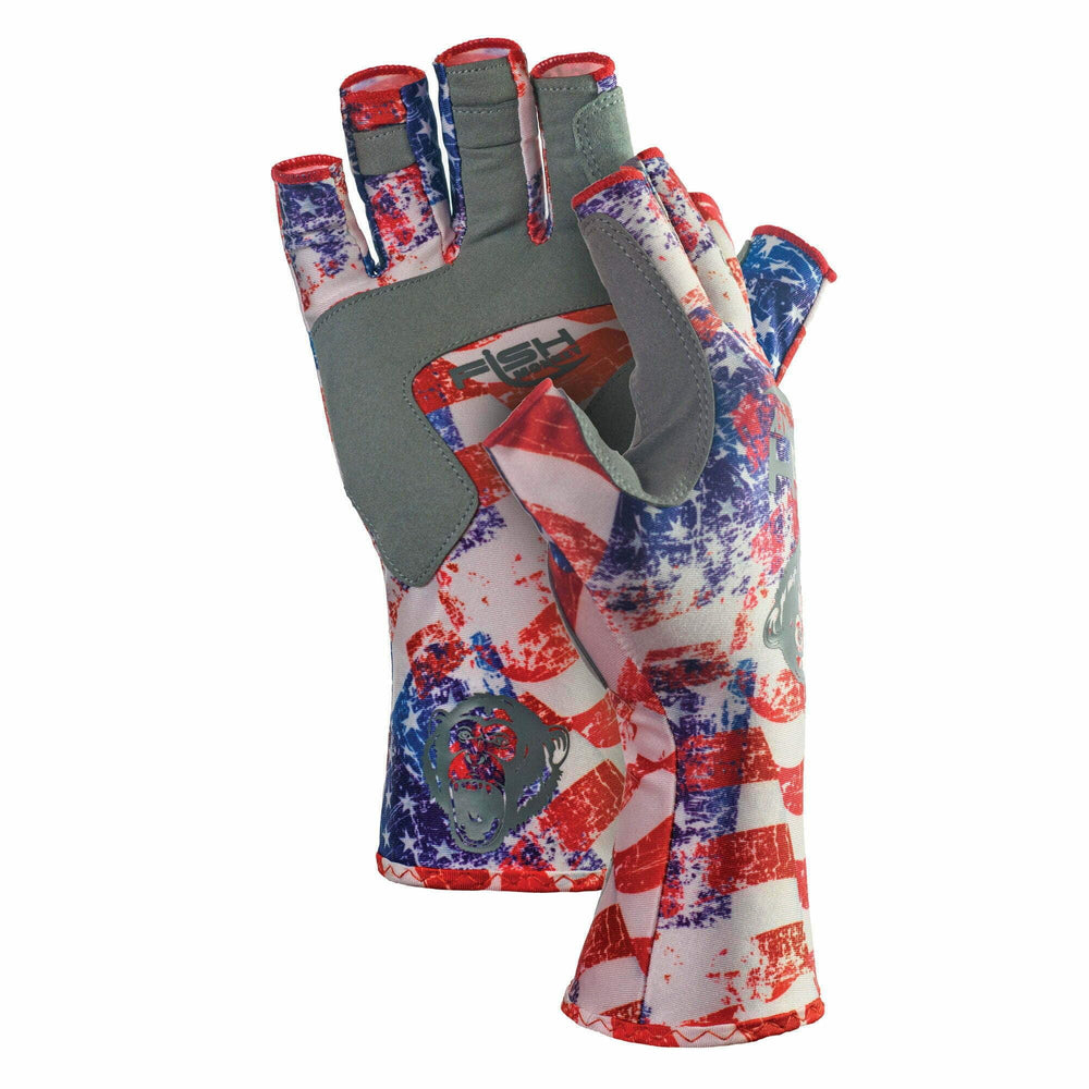 Fish Monkey SPF50 glove fabric close-up shows quick-dry four-way stretch