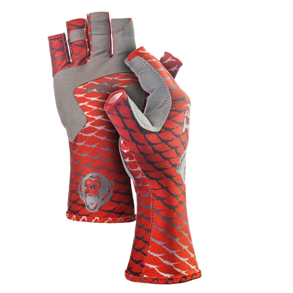 Fish Monkey SPF50 half-finger guide gloves provide sun protection and secure non-slip grip for saltwater fishing