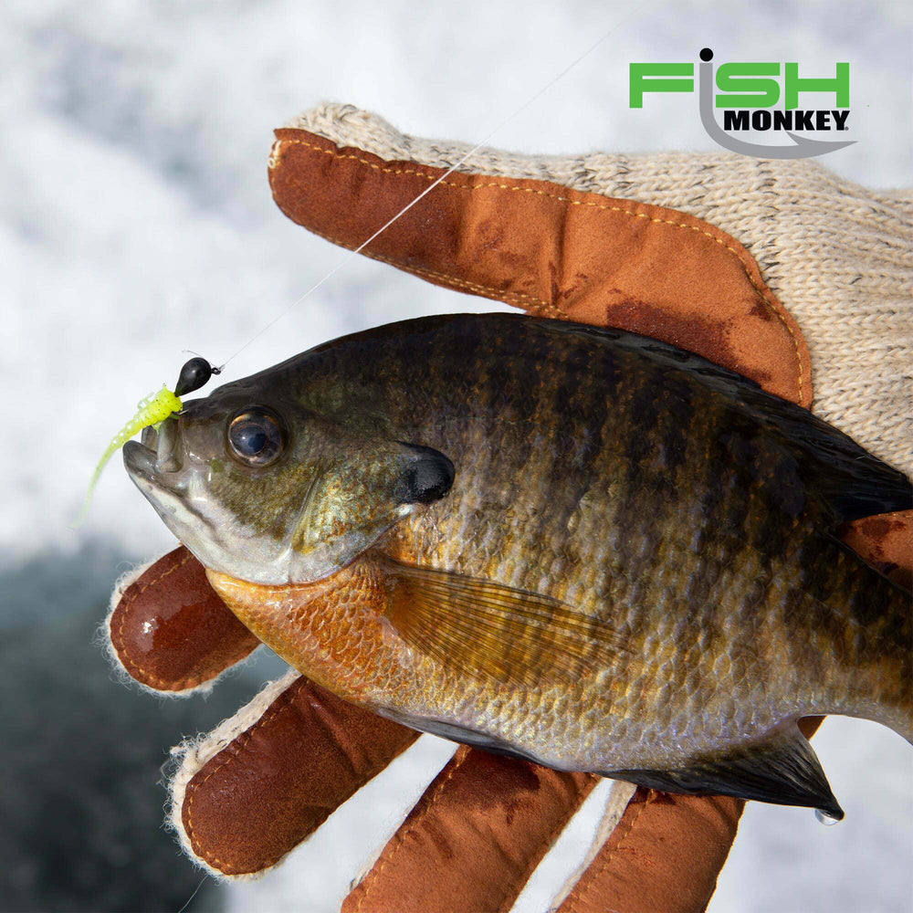 Fish Monkey wool full finger winter glove knit stretch demonstrates flexible fit that moves with you.