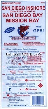 Fish-N-Map San Diego Inshore map highlights coastal fishing areas for trip planning
