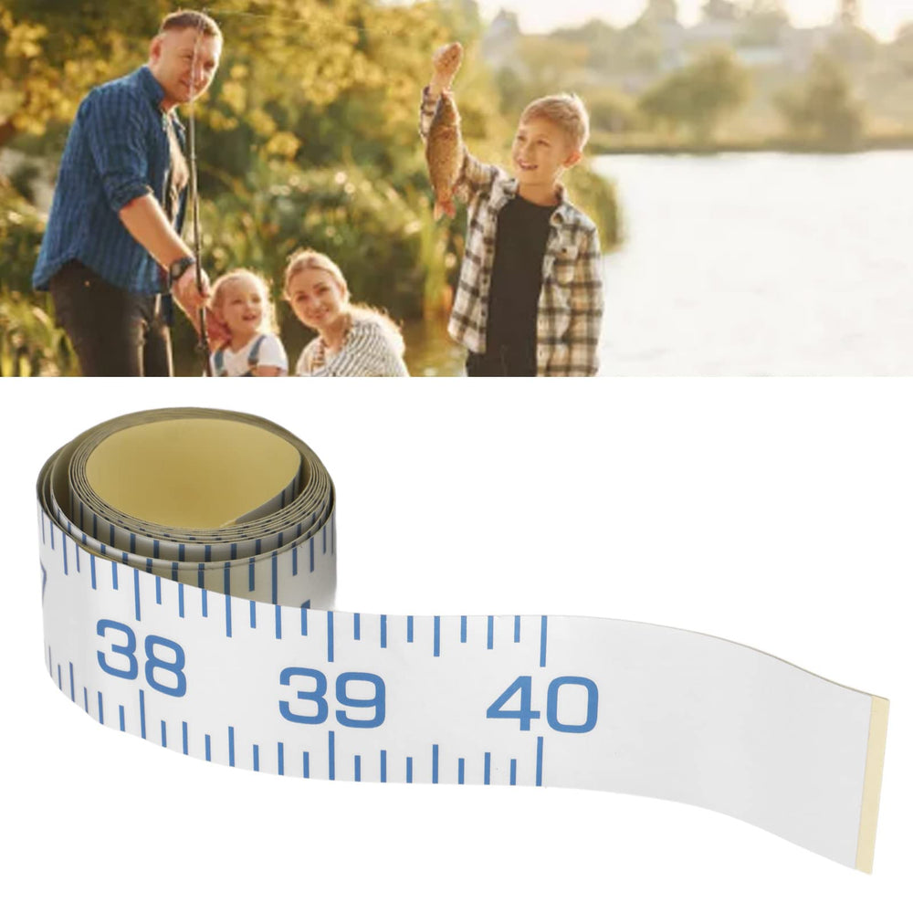 Close-up of large clear measurement scale on fish ruler