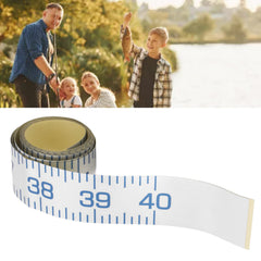 Close-up of large clear measurement scale on fish ruler