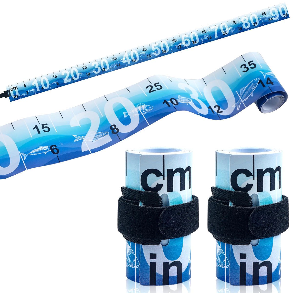 Front view of Fish Ruler Measuring Tape 2 Pack 36in/90cm