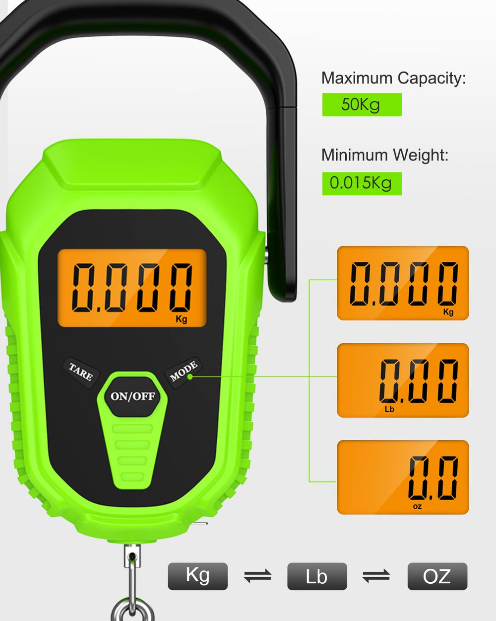 Orange backlit LCD display on the scale