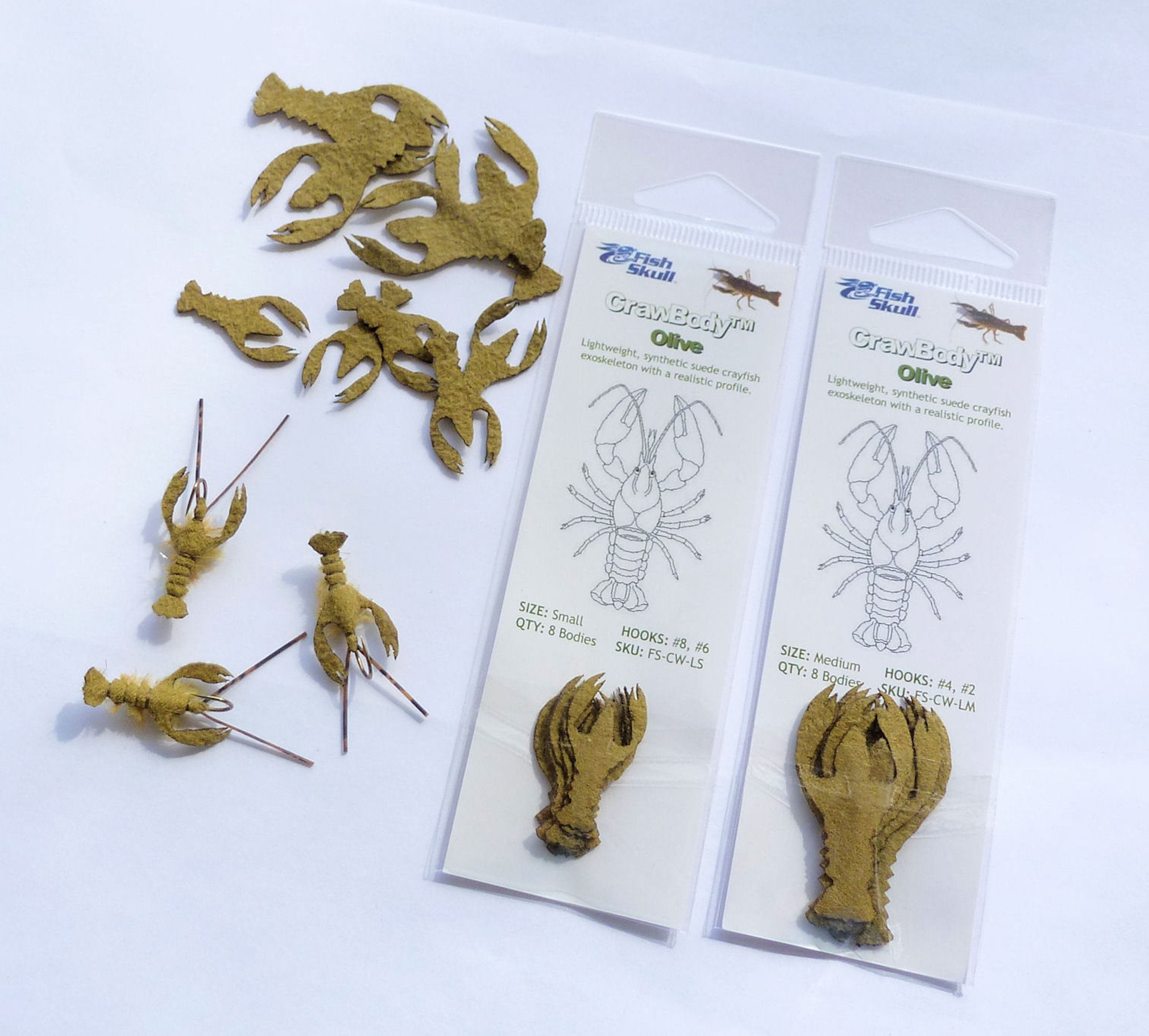 Fish Skull CrawBody Olive Large for realistic crayfish action in fly tying