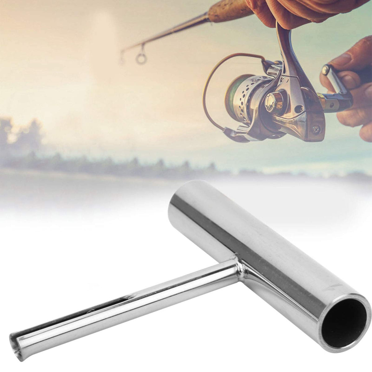 Fish Tube Tool 304 stainless steel diving tool displayed with latex tube
