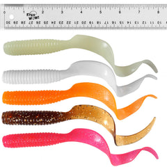 Fish WOW! curly tail perch grub lure for versatile saltwater and freshwater fishing.
