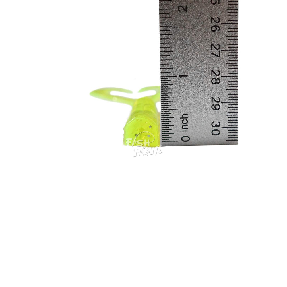 Fish WOW chartreuse green twin-tail grub in action for jig trailer use