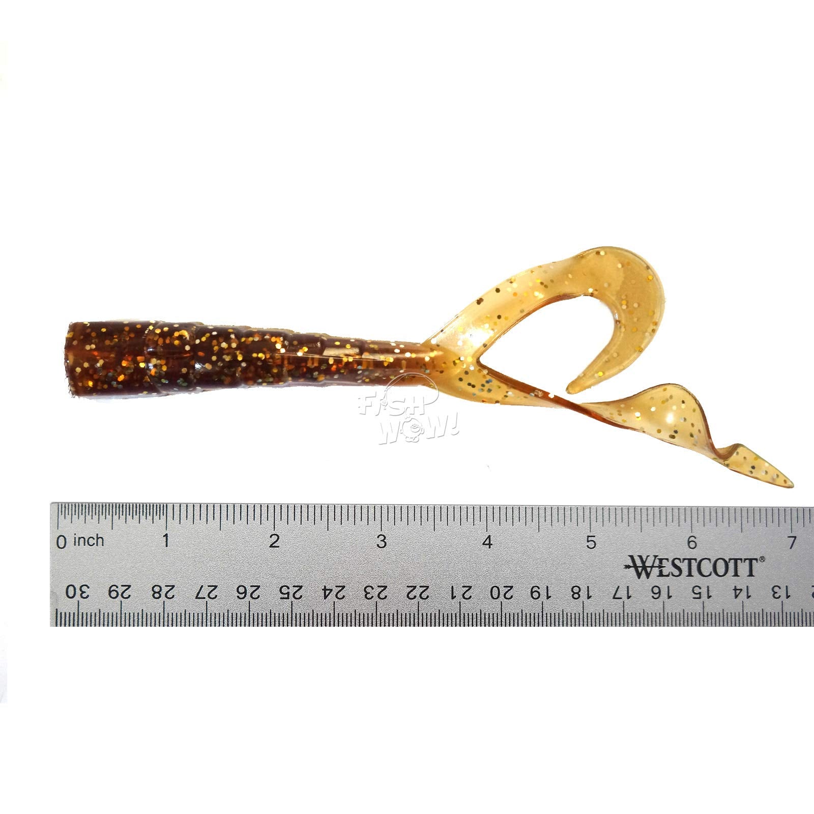 Fish WOW Root Beer twin-tail grub ready for jig head rigging