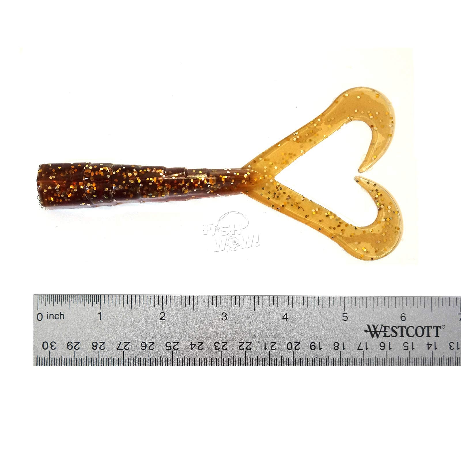 Fish WOW 6-inch twin-tail grub shows Root Beer color and action