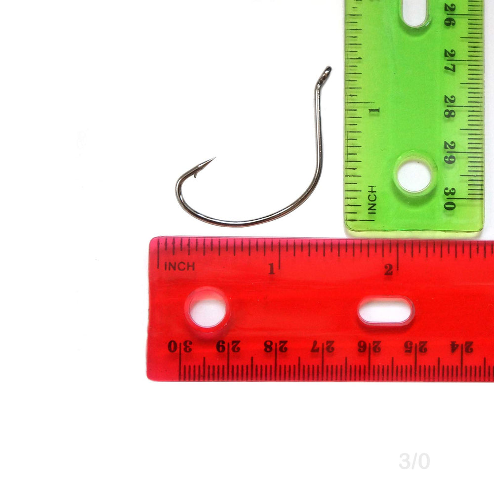 Fish WOW 50-piece 2x strong Kahle hooks with nickel finish and wide gap for secure bait