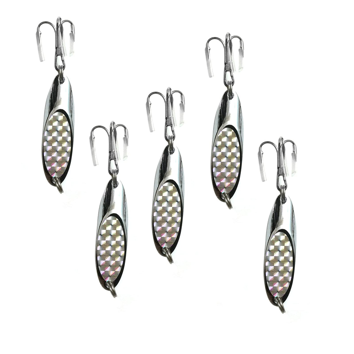 Fish WOW Kast Spoon with treble hook, versatile lure for freshwater and saltwater fishing.