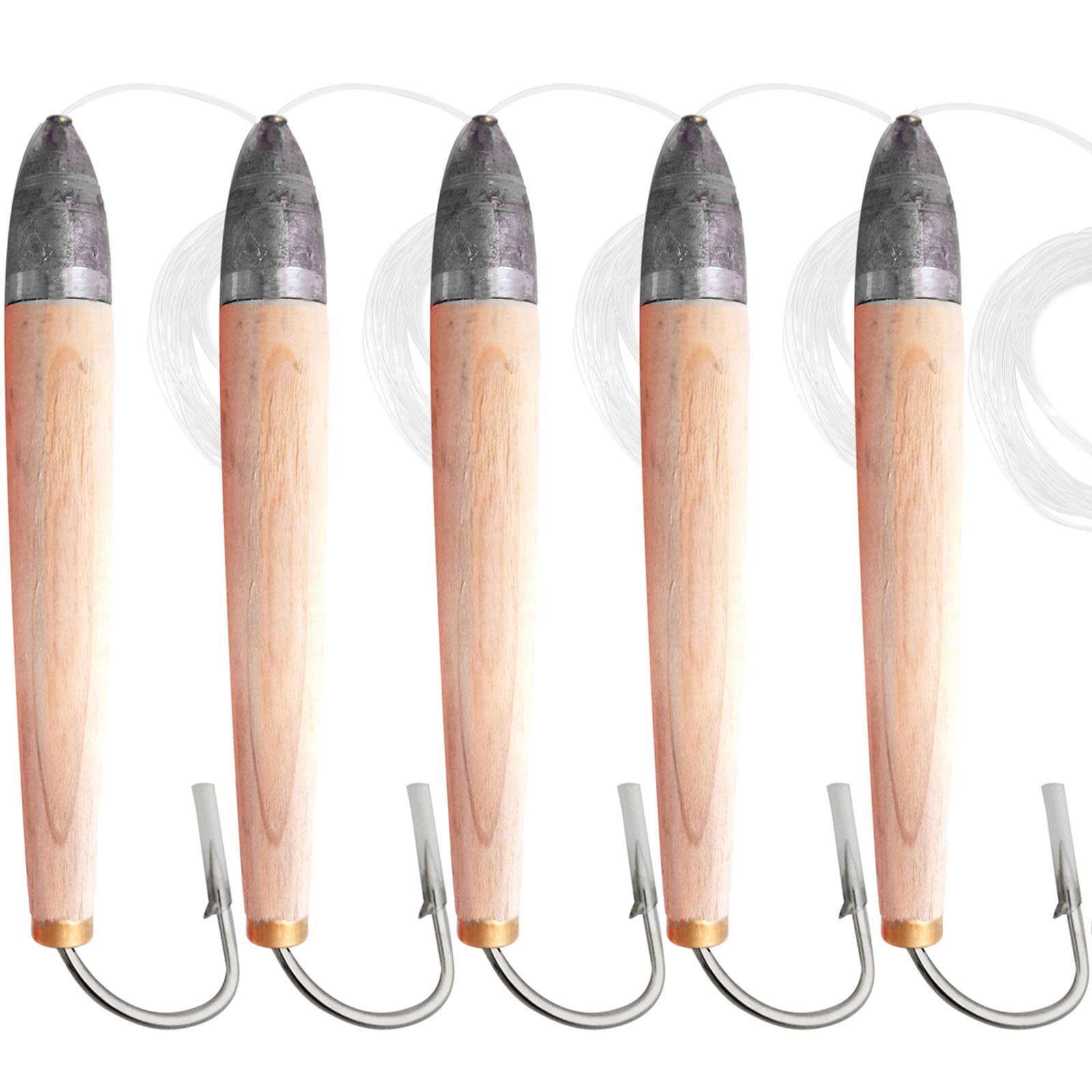 Fish WOW! 6in cedar plug on hook boosts strike potential for at-sea predators.