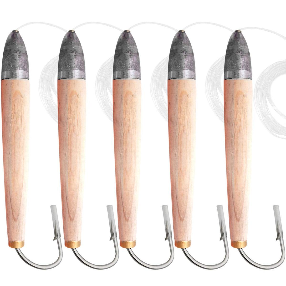 Fish WOW! 6in cedar plug on hook boosts strike potential for at-sea predators.